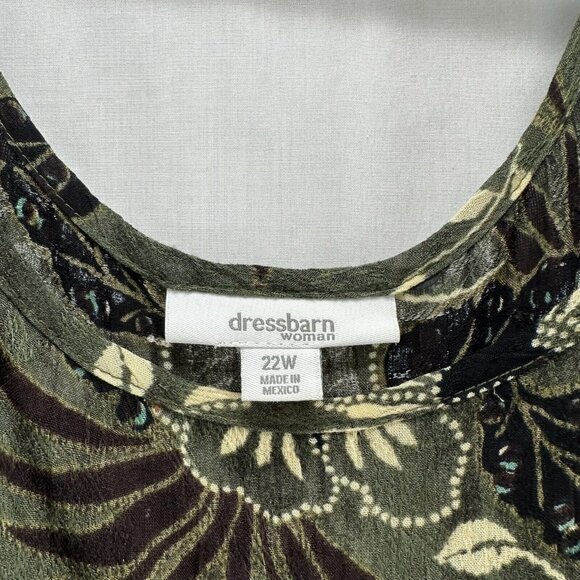 Dressbarn Dress Sz 22W Floral Tank Maxi Lagenlook Sleeveless Rayon Green - Picture 7 of 10